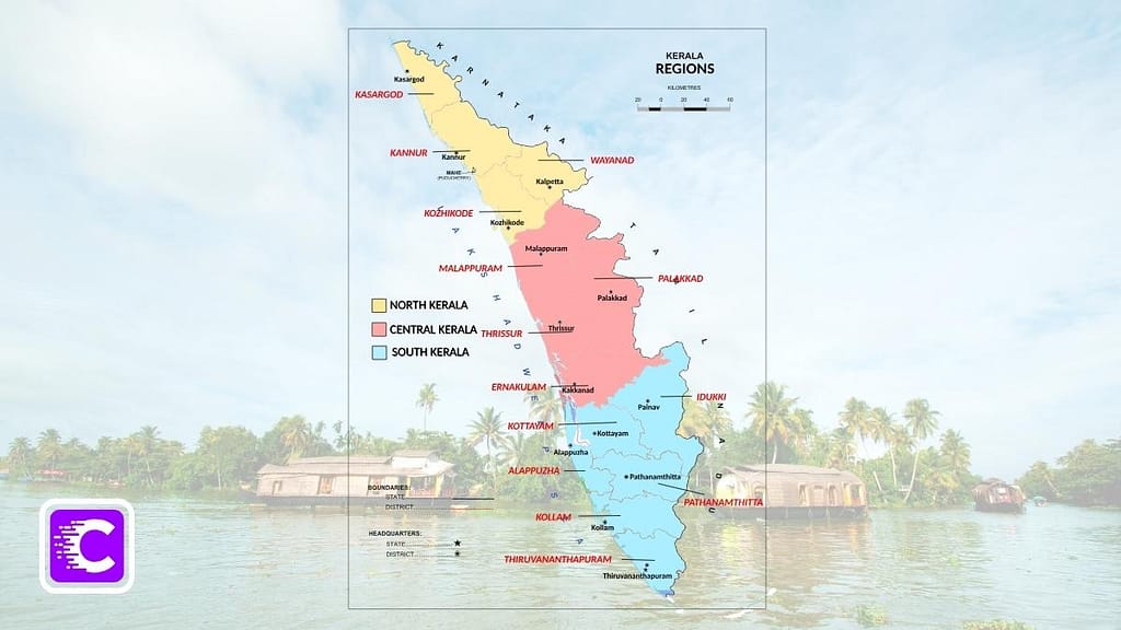  14 districts in Kerala in order