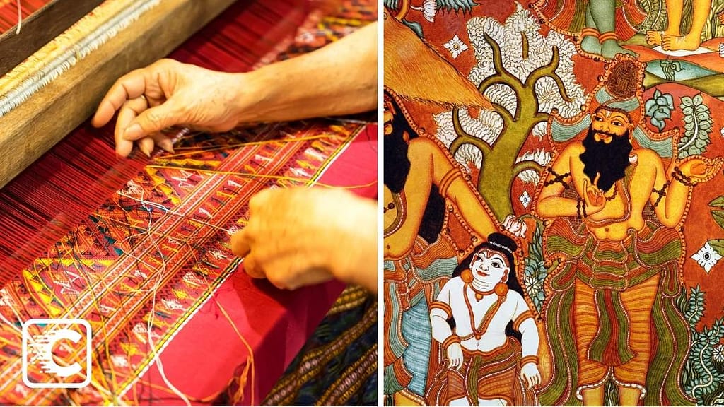 handloom and mural painting in Kerala