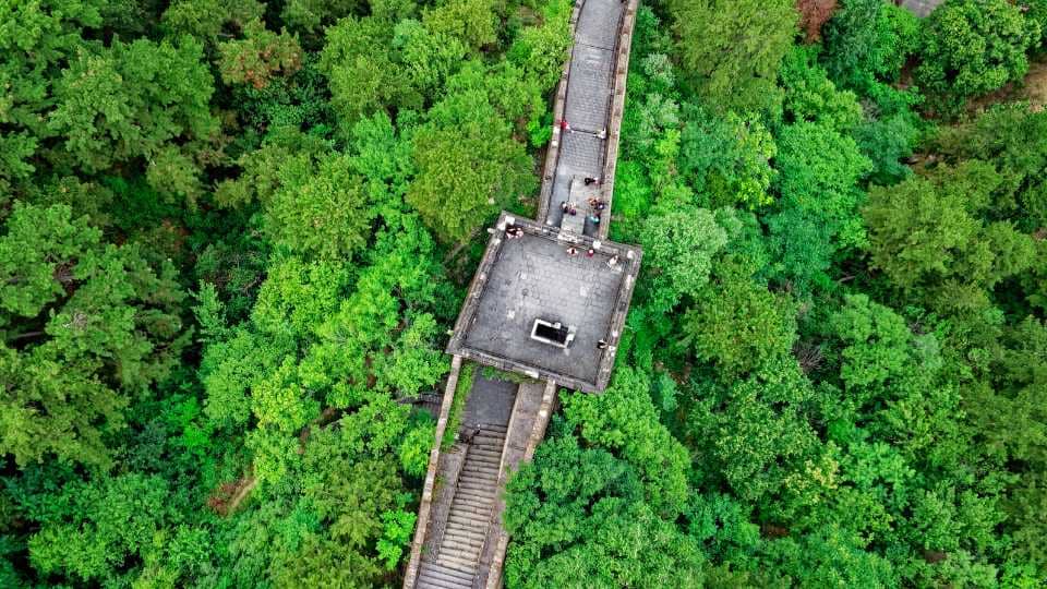 aerial view of great wall of China